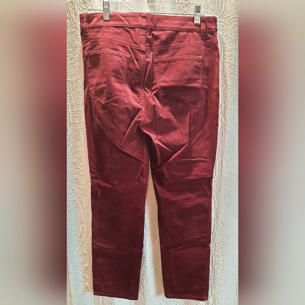Talbots Pants Womans 10P Red Burgundy Corduroy Straight Leg Classic Workwear - Picture 3 of 13